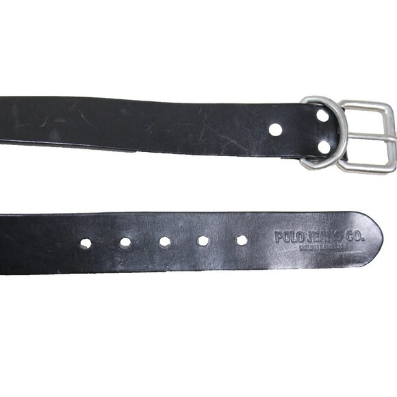Polo Ralph Lauren Other - Vtg POLO Jeans Co Ralph Lauren Black Leather Belt Silver Buckle Size 38 Italy